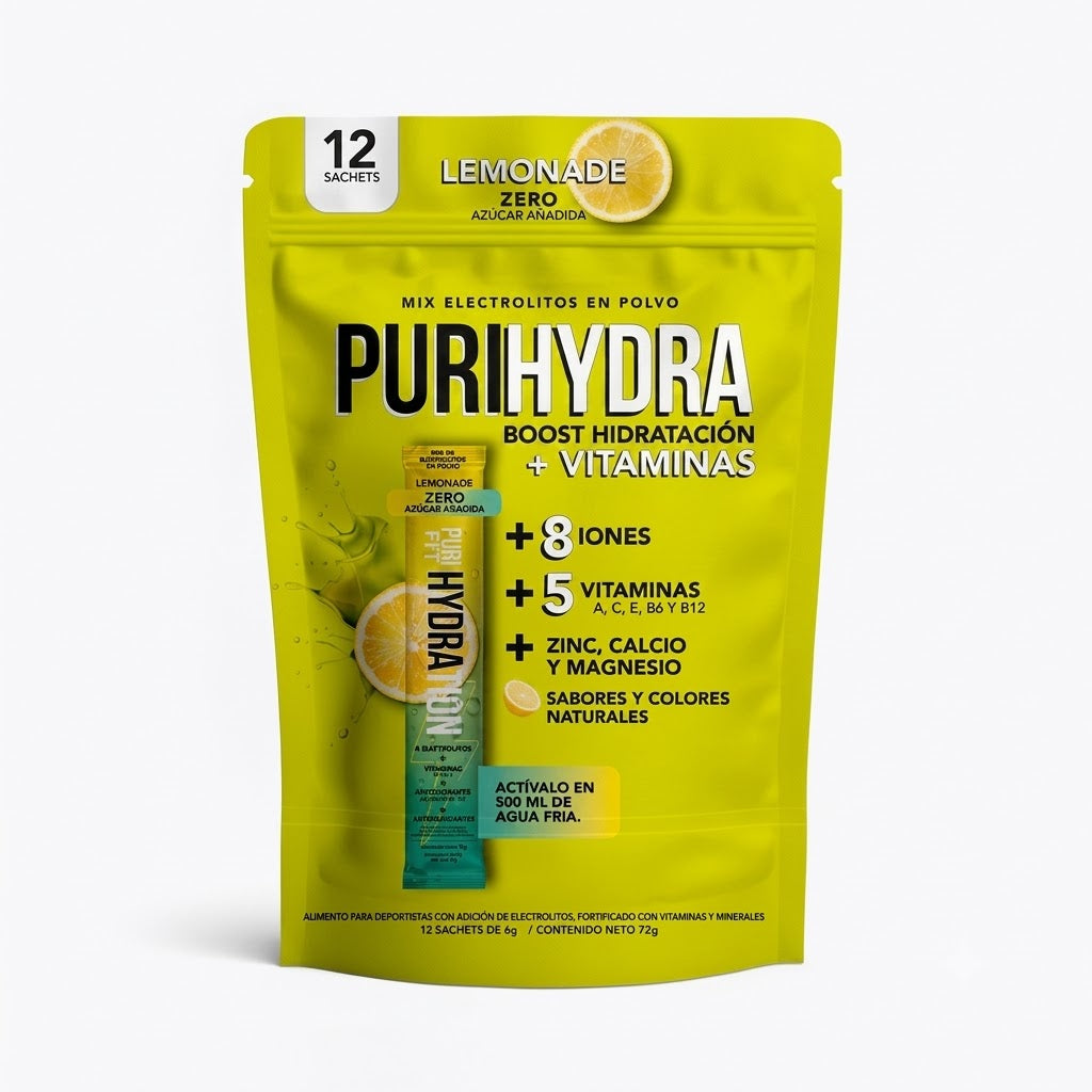 PuriHydra Bebida Isotónica Limón — Doypack 12 sachets