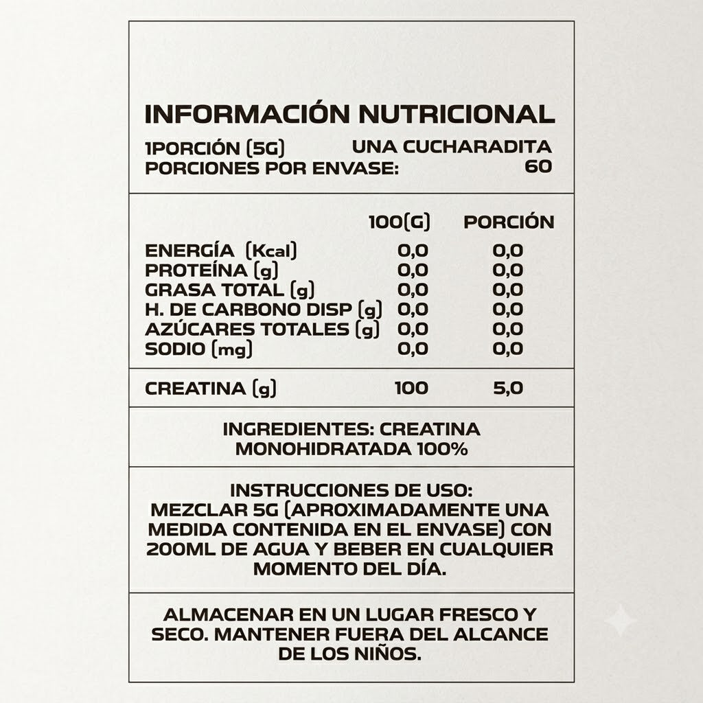 Creatina monohidratada Pro 300MG.FOCO Y RECUPERACIÓN.