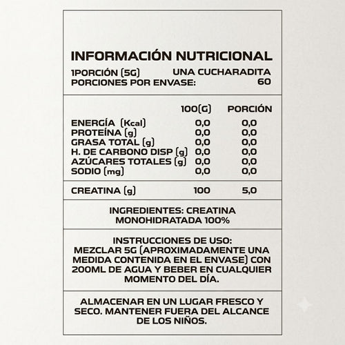 Creatina monohidratada Pro 300MG.FOCO Y RECUPERACIÓN.