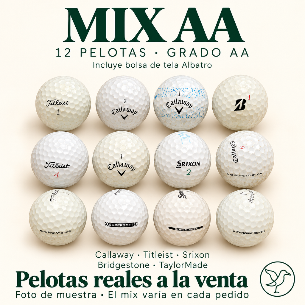 Mix 12 Pelotas de Golf Usadas — Grado AA
