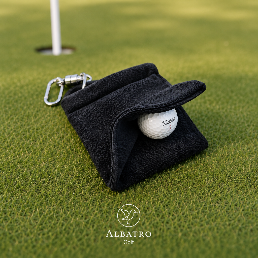 Toalla de golf chica de microfibra — detalle del llavero imán