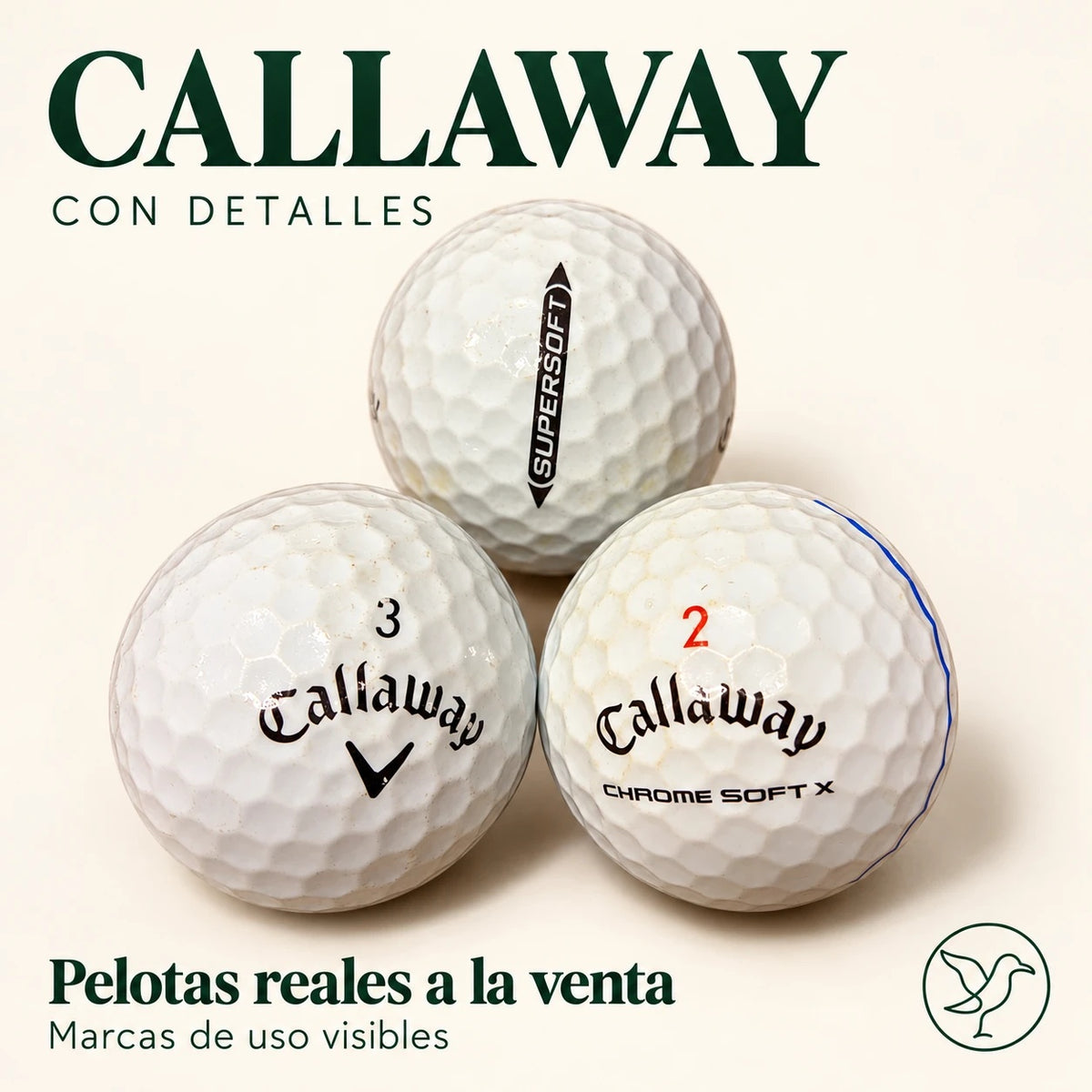 10 pelotas Callaway Soft y Supersoft usadas, grado A con detalles