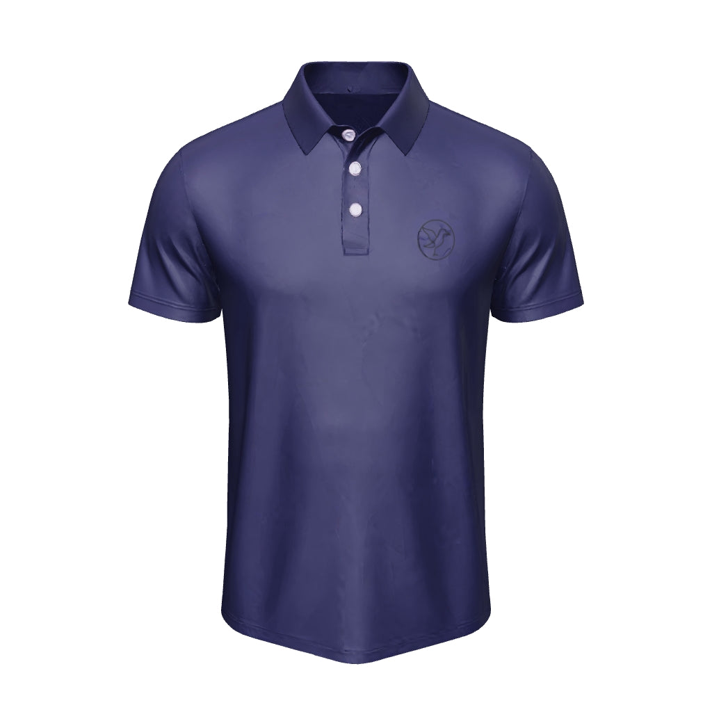Polera Albatro azul navy en 3D: gírala para ver el ave del pecho y la firma de la espalda